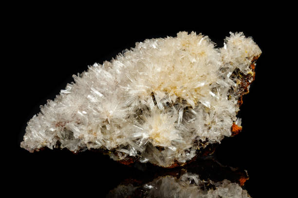 istock Macro mineral stone crystals Hemimorphite rock on a black background 1063815486