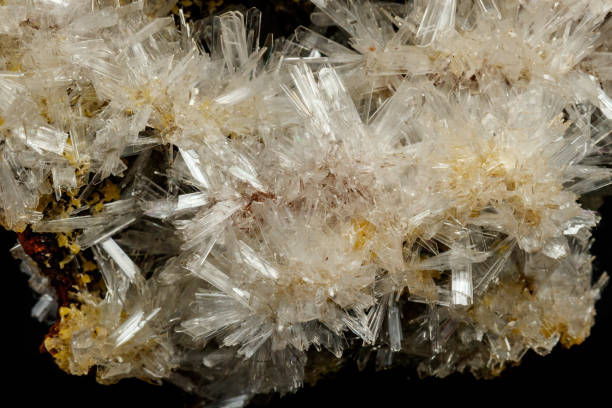 istock Macro mineral stone crystals Hemimorphite rock on a black background 1063816552