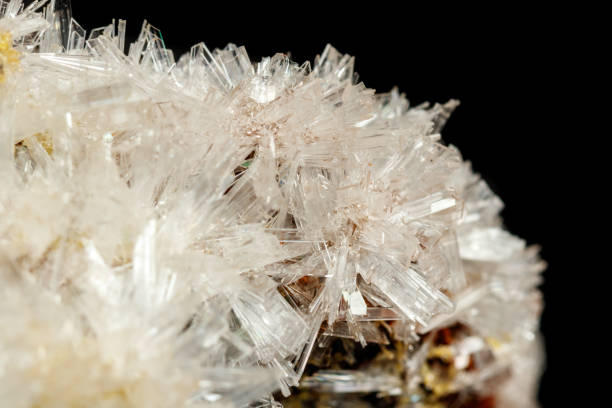 istock Macro mineral stone crystals Hemimorphite rock on a black background 1063817018