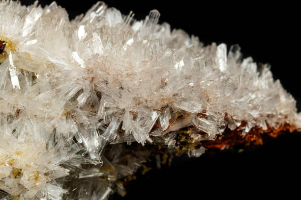 istock Macro mineral stone crystals Hemimorphite rock on a black background 1063817124