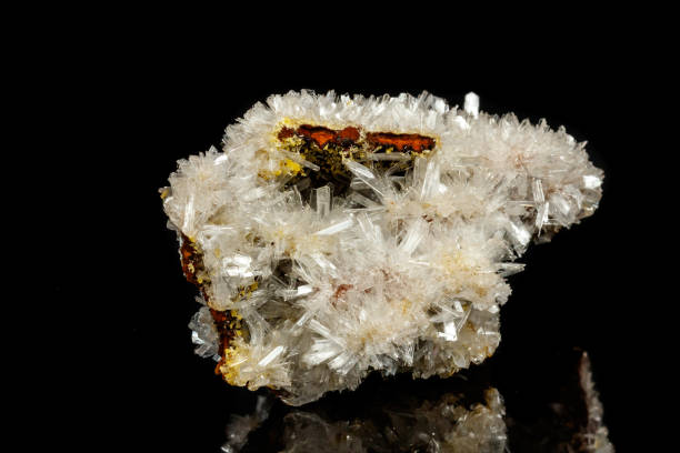 istock Macro mineral stone crystals Hemimorphite rock on a black background 1063817242