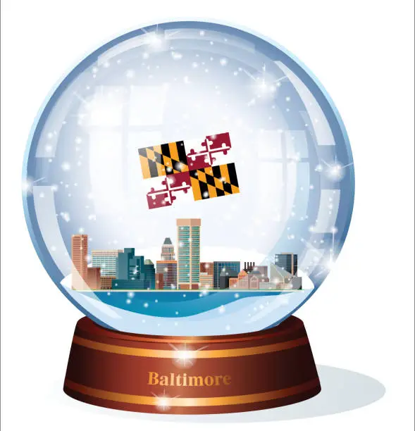Vector illustration of Snow Globe, Maryland -  Baltimare