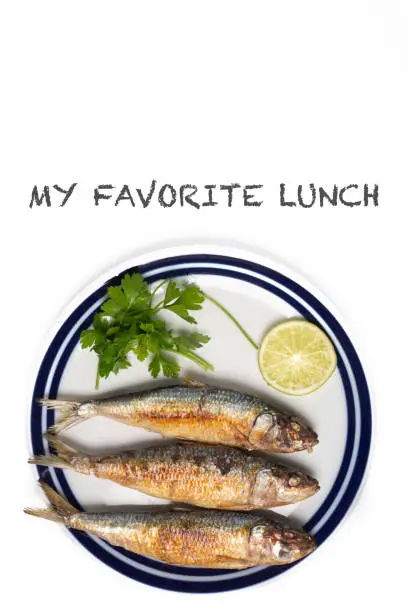 Photo of Sardine with text my favorite lunch