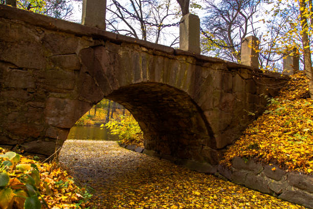 istock autumn park stone arch bridge 1063821150