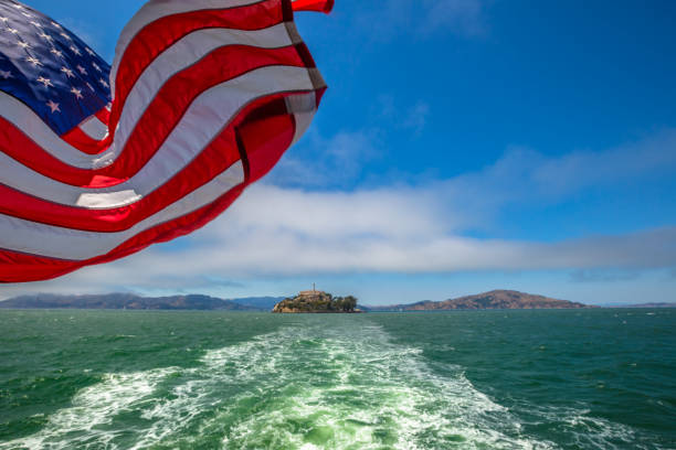 istock Alcatraz island and american flag 1063822088