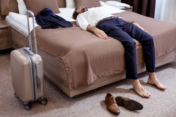 istock Handsome tired man coming to the hotel 1063822490