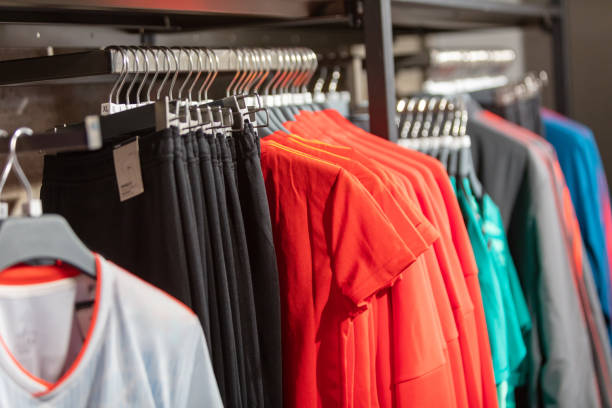 istock Clothing on a hangers at the shop 1063824580