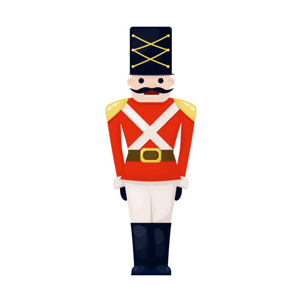 Antique toy vintage tin soldier childhood old cute military traditional character christmas holiday british gift vector illustration. Antique toy vintage tin soldier childhood old cute military traditional character vector illustration. Army nutcracker christmas holiday british gift. antique tin toys stock illustrations