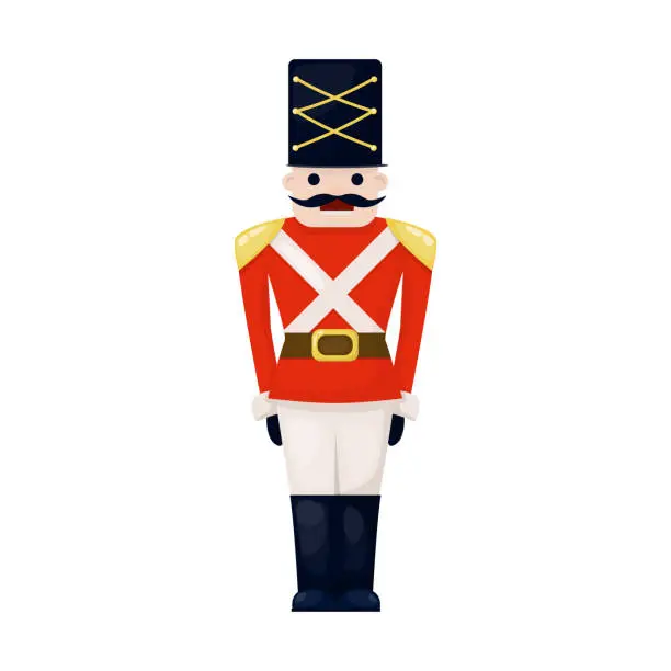 Vector illustration of Antique toy vintage tin soldier childhood old cute military traditional character christmas holiday british gift vector illustration.