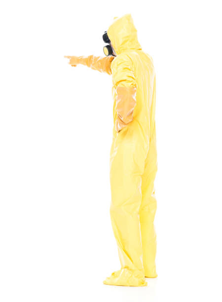 istock Man in protective clothing and pointing forward 1063830300