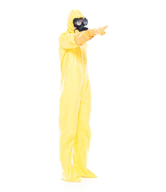istock Man in protective clothing and pointing forward 1063830350