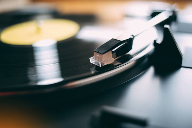 istock Close up of turntable play vinyl record 1063837878