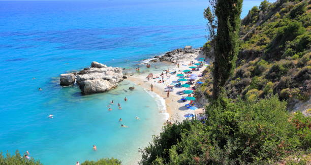 Xigia beach on Zakynthos or Zante island, Ionian Sea, Greece. stock photo