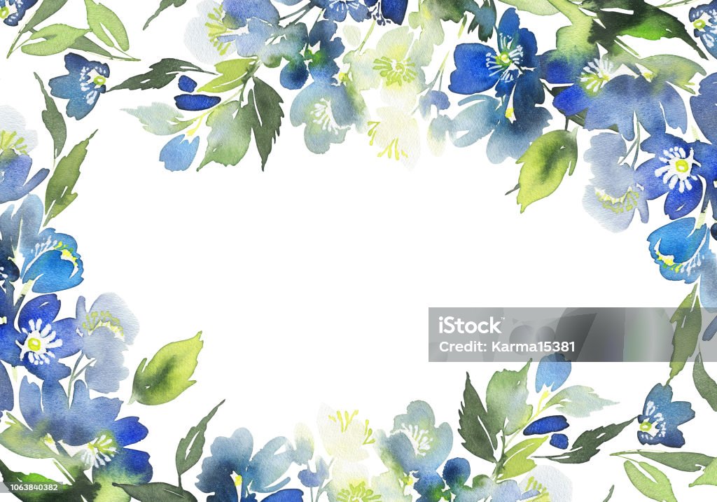 Ilustración de Acuarela Tarjeta Con Flores De Color Azul Bouquet Para  Invitaciones De Boda y más Vectores Libres de Derechos de A la moda - iStock