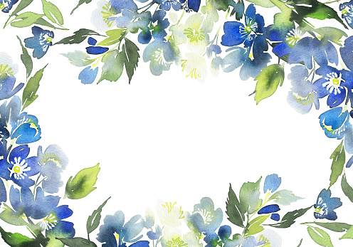 Ilustración de Acuarela Tarjeta Con Flores De Color Azul Bouquet Para  Invitaciones De Boda y más Vectores Libres de Derechos de A la moda - iStock