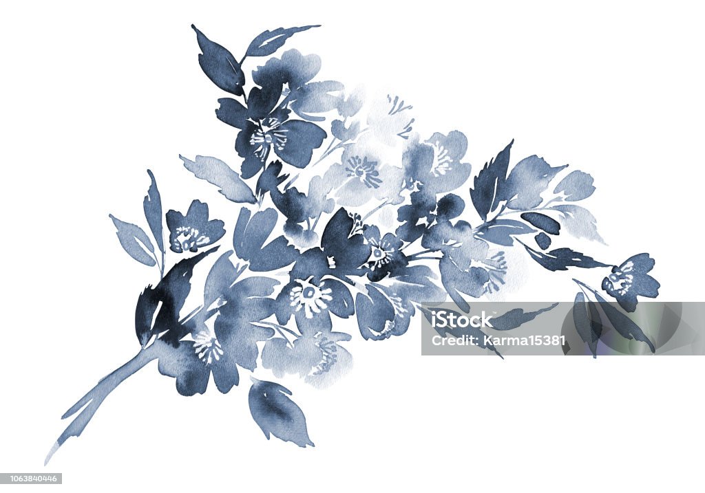 Carte Aquarelle Avec Fleurs Bleues Bouquet Pour Les Invitations De Mariage  Vecteurs libres de droits et plus d'images vectorielles de A la mode -  iStock