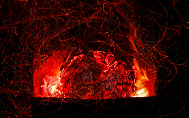istock Beautiful coals in the grill. Camping in nature. Fire background 1063840622