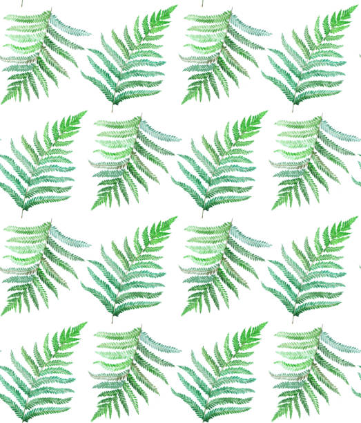 seamless pattern with watercolor fern leaf
