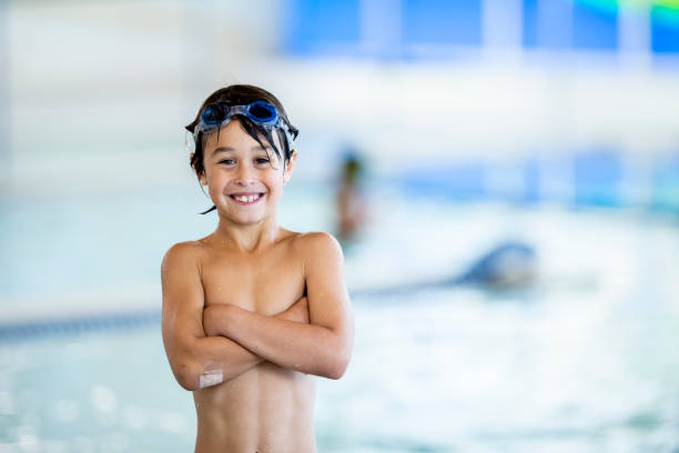 istock Portrait of a young boy at a pool 1063846698