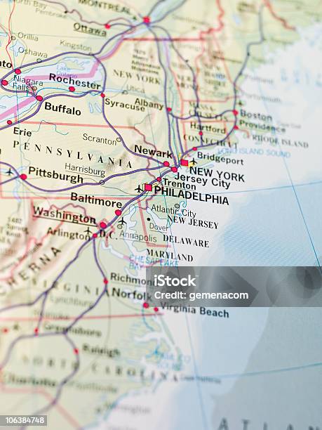 Mapa Philadelphia - zdjęcia stockowe i więcej obrazów Mapa - Mapa, Stan Nowy Jork, Baltimore - Stan Maryland