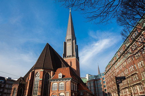 The historic Saint James Church at Hamburg city center