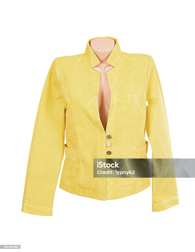 Modern stylish jacket on a white.  Button - Sewing Item Stock Photo