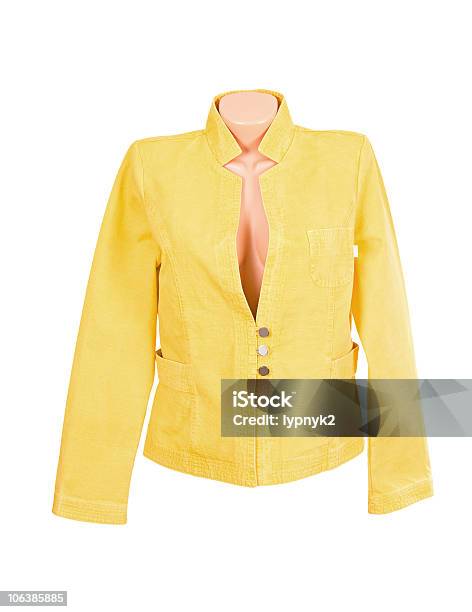 Modern Stylish Jacket On A White Stock Photo - Download Image Now - Button - Sewing Item, Canvas Fabric, Clothing