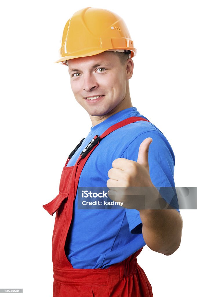 Smiley builder worker isolated  Agreement Stock Photo