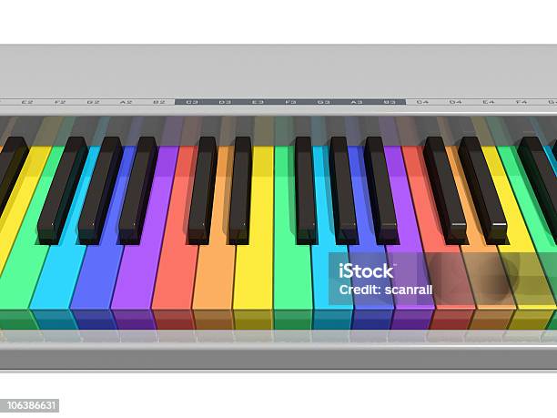 Rainbow Teclado De Piano Foto de stock y más banco de imágenes de Individualidad - Individualidad, Instrumento musical, Música