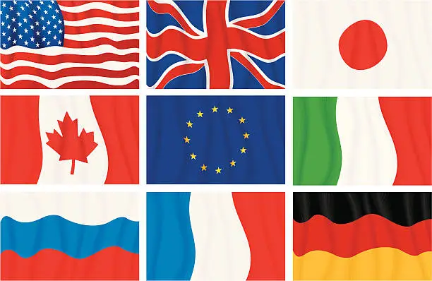 Vector illustration of G8 flags