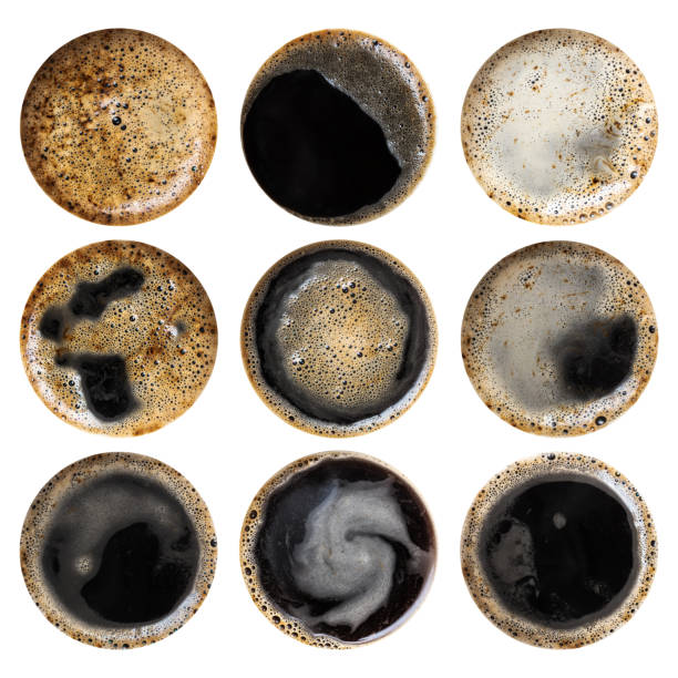 istock Set of high resolution black coffee textures isolated on white background 1063879004