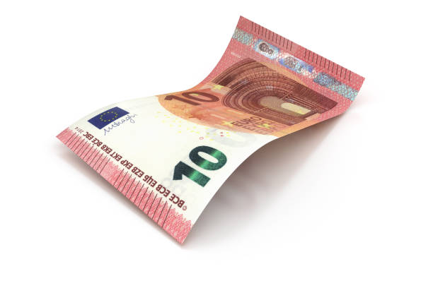 10 euro - 3d visualisierung einer euro-banknote - zehneuroschein stock-fotos und bilder