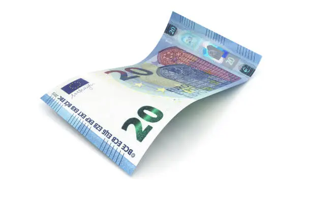 20 Euro note (2015) - 3d visualization of a euro banknote