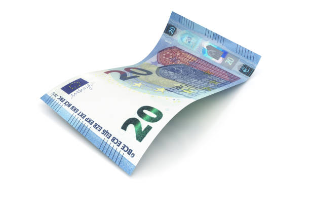 20 visualização de 3d de nota (2015) euro de uma nota de euro - nota de vinte euros - fotografias e filmes do acervo