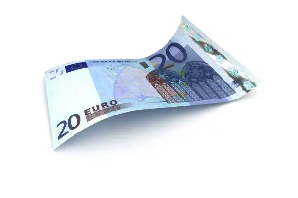 20 Euro note  - 3d visualization of a euro banknote