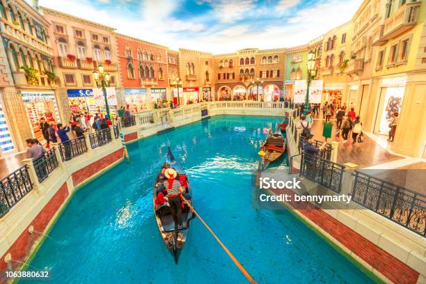 Gondola In The Venetian Casino Stock Photo - Download Image Now - Macao, Shopping, Store