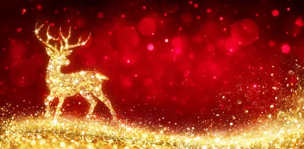 Reindeer In Shiny Red Background