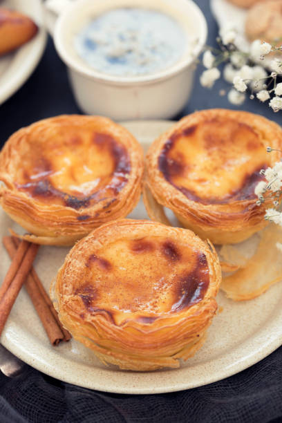 istock traditional portuguese dessert on white plate pastel de nata 1063882086