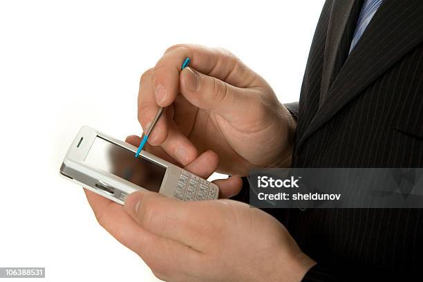 Hombre De Negocios Trabajando En Una Pda Organizador Foto de stock y más banco de imágenes de Ayuda