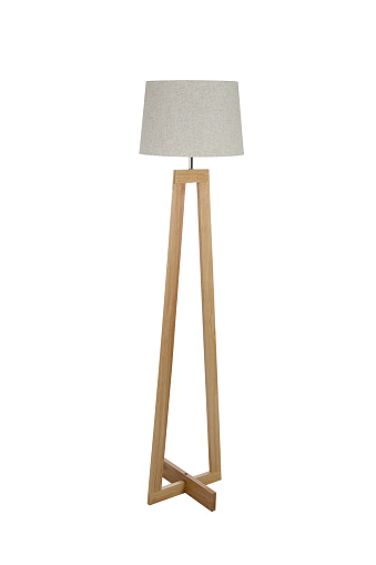 Wooden floor classic lamp isolated on white background