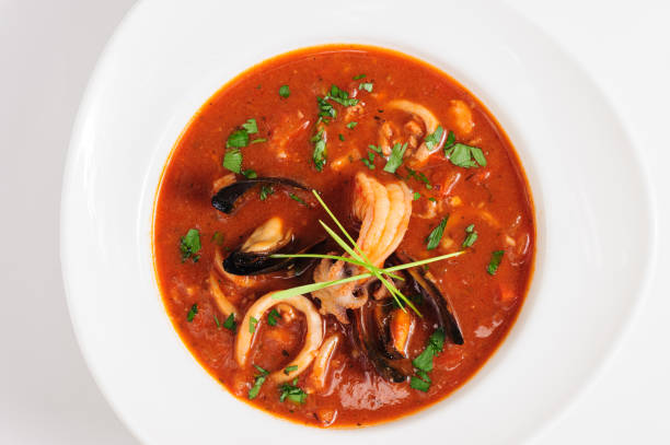 istock Seafood Soup in white dish 1063893308