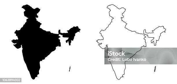 Vetores de Mapa Preenchido E Delinear A Versão e mais imagens de Índia