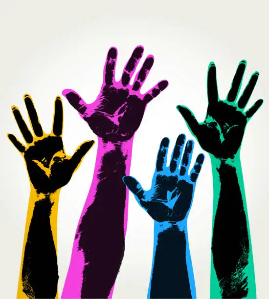 Vector illustration of Hands Held High