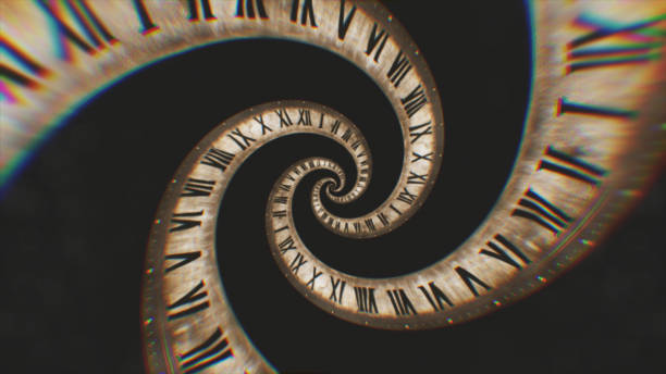 istock Rotating spiral of clock from numbers abstract 3d illustration 1063897018