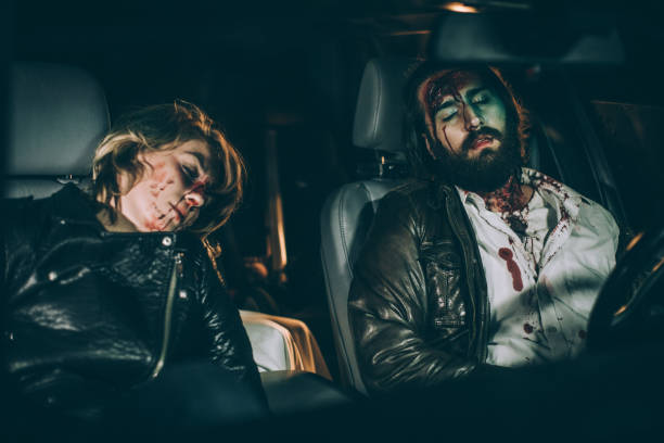 istock Man and woman in a car accident 1063897210