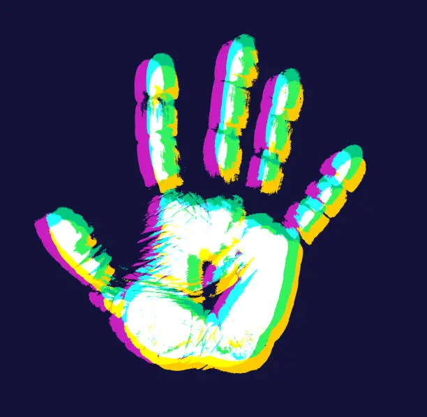 Vector illustration of Hand prints with Multiple exposure
