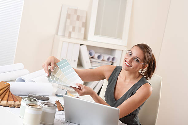 istock Successful interior designer woman working at office 106390195