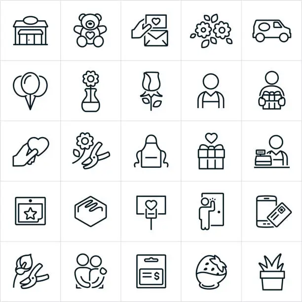 Vector illustration of Florist Icons