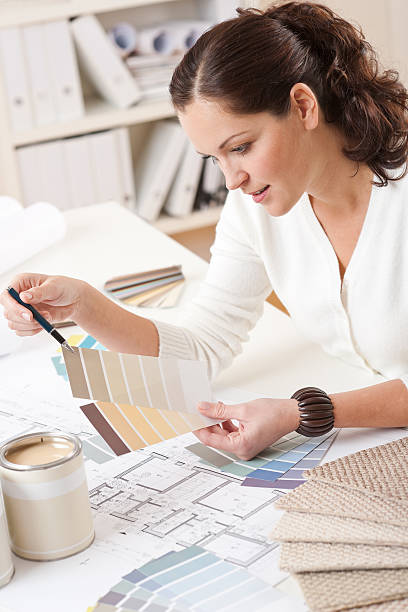 istock Successful interior designer woman working at office 106390288