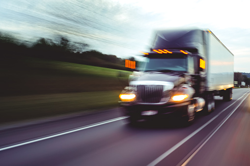 Tractor trailer truck on highway road